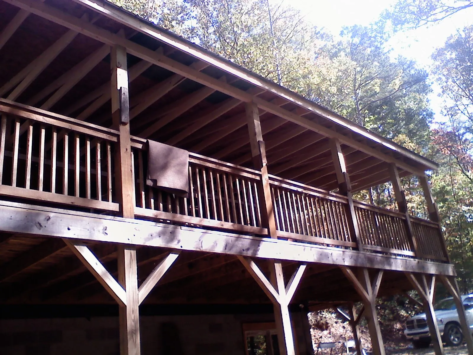 Timber framing under a new elevated porch and deck — Roof Leak Repair in Scottsville by Roofing Brothers